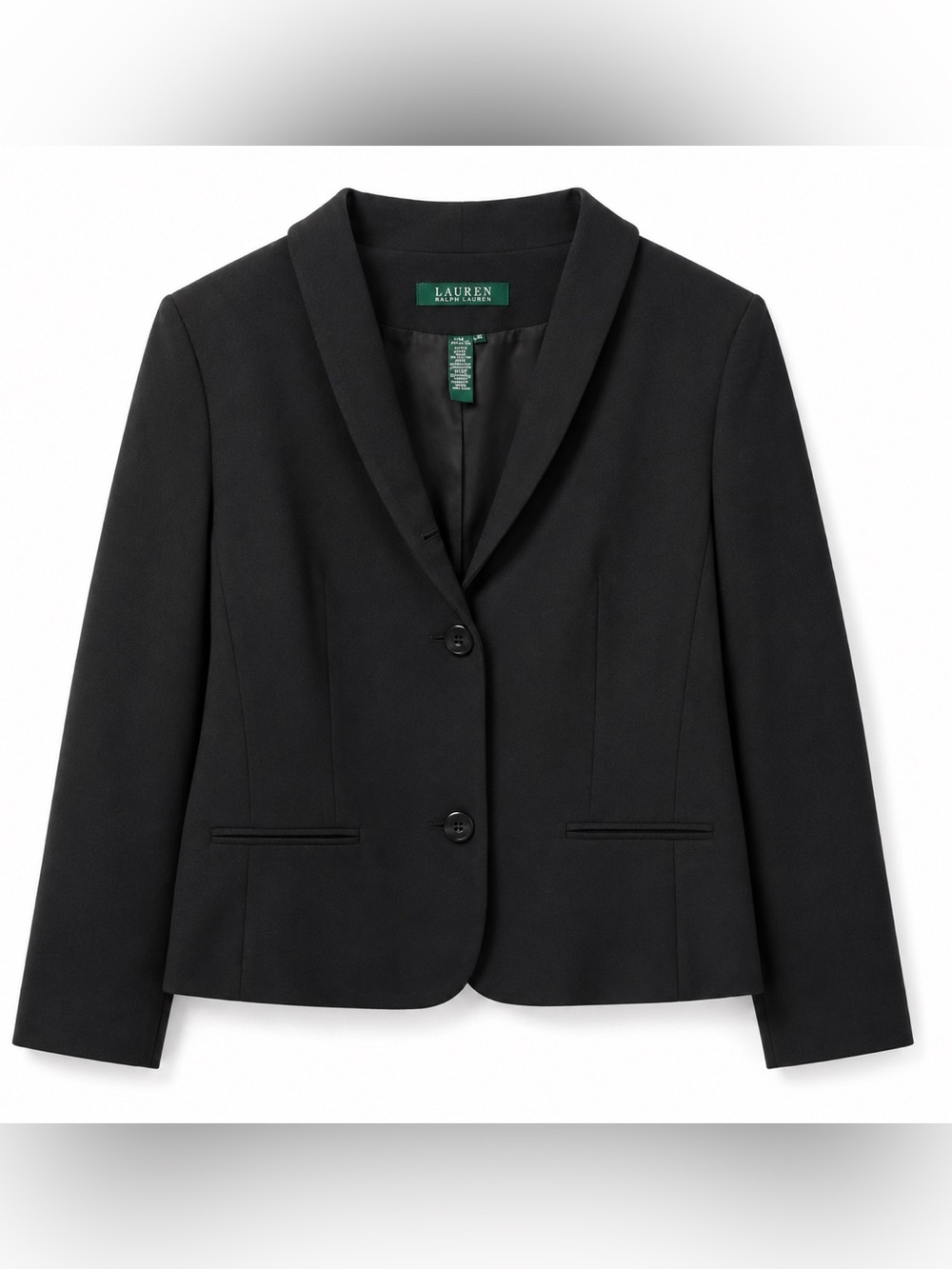 Lauren Ralph Lauren Women’s Black Wool Blend Blazer Jacket Shawl Collar Size 16W